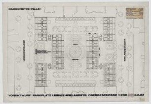 Gutachten Wohn- und Geschäftsbebauung Wielandstraße (nicht realisiert), "Maisonette-Ville" – Grundriss OGs. Berlin-Charlottenburg, Wielandstraße 19-21, Leibnizstraße 49-53