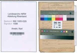 Entnazifizierung Karl Von Ameln , geb. 17.04.1889 (Bahnsekretaer)