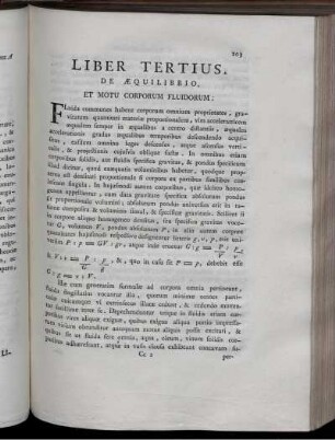 Liber Tertius. De Aequilibrio Et Motu Corporum Fluidorum.