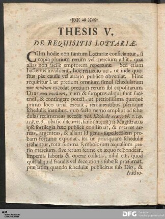Thesis V. De Requisitis Lottariæ.
