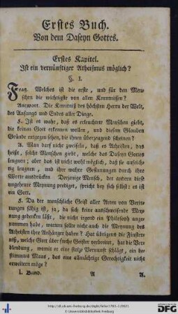 Erstes Buch. Von dem Daseyn Gottes.