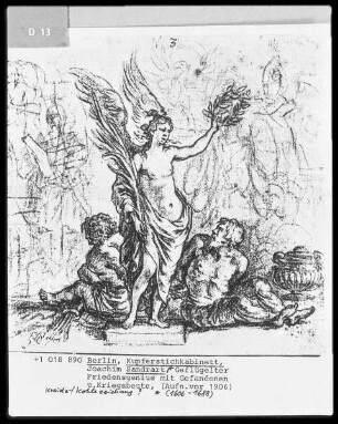 Geflügelter Friedensgenius mit Gefangenen und Kriegsbeute