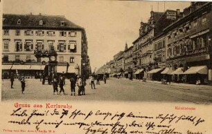 Postkartenalbum. "Gruss aus Karlsruhe". Kaiserstraße mit Marktplatz