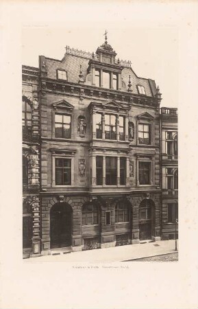 Wohnhaus Voßstraße, Berlin: Ansicht (aus: Atlas zur Zeitschrift für Bauwesen, hrsg. v. F. Endell, Jg. 37, 1887)