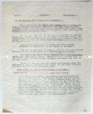 Hektografiertes Rundschreiben zu den antikommunistischen Hetzen im Sudetenland nach dem Reichstagsbrand