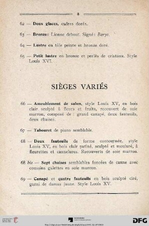 Sièges Variés (Nr. 66-79)