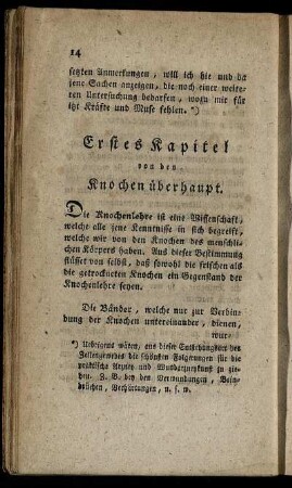 Erstes Kapitel von den Knochen überhaupt.