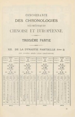 XII. De la dynastie partielle Liao des années après l'ère chrétienne