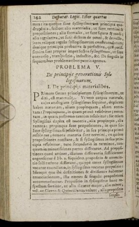 Problema V. De principijs generationis Syllogismorum.