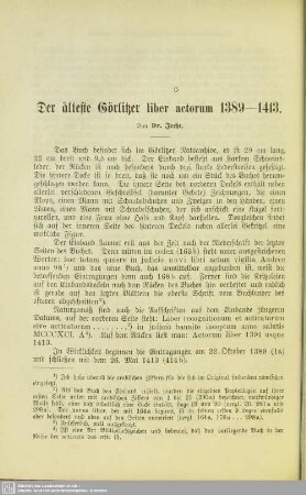 Der älteste Görlitzer liber actorum 1389-1413