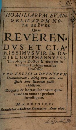 Homiliarvm Evangelicarvm Notae Breves