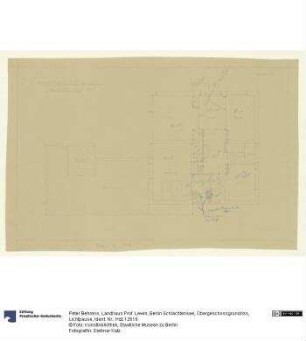 Landhaus Prof. Lewin, Berlin Schlachtensee, Obergeschossgrundriss, Lichtpause