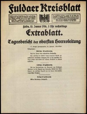 Ausgabe vom Samstag, den 15. Januar 1916.