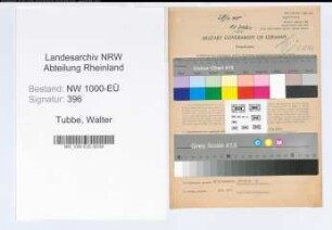 Entnazifizierung Walter Tubbe, geb. 07.08.1893 (Kunstmaler)