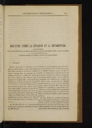 Discurso sobre utilidad de la estadistica