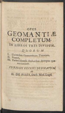 Opus Geomantiæ Completum