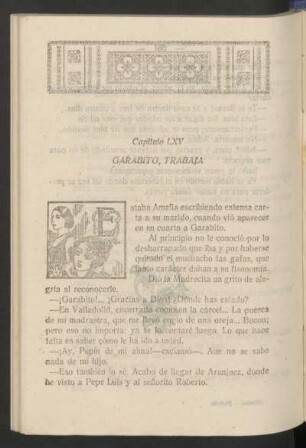 Capítulo LXV - Garabito, trabaja