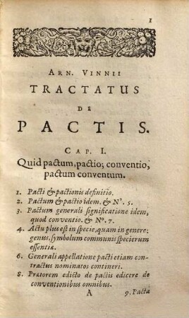 Arnoldi Vinii J.C. De Pactis Tractatus