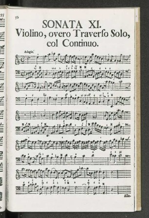 Sonata XI. Violino, overo Traversio Solo, col Continuo.