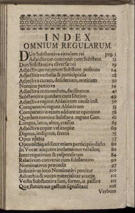 Index Omnium Regularum.