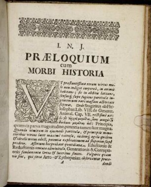 Præloquium cum Morbi Historia