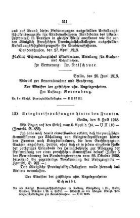 Kriegsreifeprüfung hinter den Fronten : [D. Höhere Lehranstalten für die männliche Jugend]