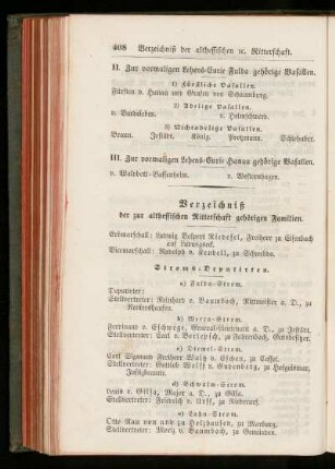 Verzeichnis der zum vormaligen Lehenhofe des Großherzogthums Fulda gehörigen Vasallen.