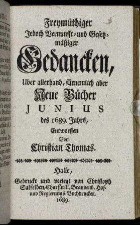 Junius des 1689. Jahrs.