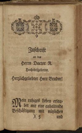 Zuschrift an des Herrn Doctor R. Hochedelgeborne.