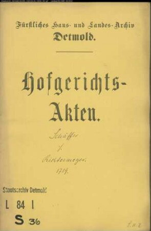 Schäffer, Joh. Kord zu Schlangen gegen Kord Richtermeier zu Schlangen - Schuldforderung