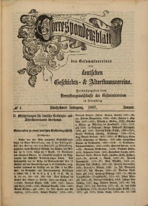 Korrespondenzblatt des Gesamtvereins der Deutschen Geschichts- und Alterthumsvereine. 15. 1867