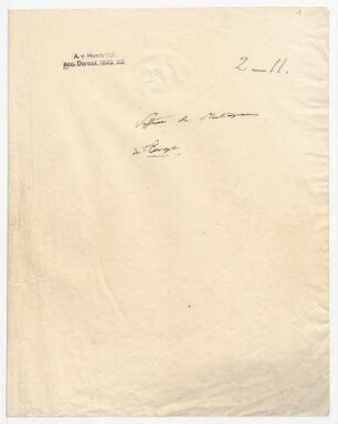 Umschlag mit der Aufschrift von Humboldts Hand: "Systémes des Montagnes de l'Europe."