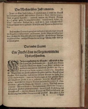 Das ander Capitel. Ein Zirckel Lini in fürgenommene Theil zerschneiden.