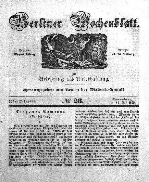 No. 28, Sonnabend, den 14. Juli 1838.