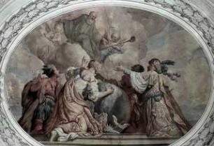 Der heilige Benedikt, von den vier Erdteilen verehrt
