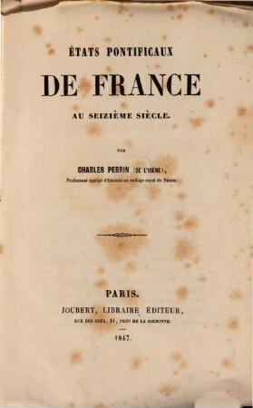 États pontificaux de France au seizième siècle