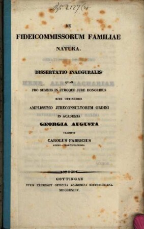 De fideicommissorum familiae naturae