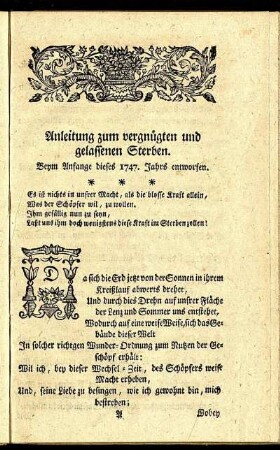 Anleitung zum vergnügten und gelassenen Sterben.