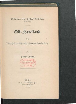 Theil 3: Ost-Havelland : die Landschaft um Spandau, Potsdam, Brandenburg
