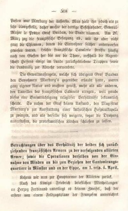 Betrachtungen über das Verhältnis der beiden sich zurückziehenden französischen Armeenzu der verfolgenden alliirten Armee; ...