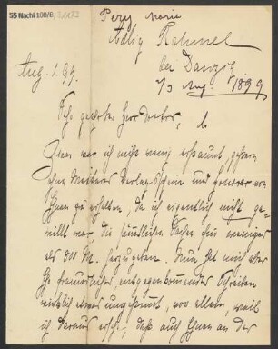 Brief an B. Schott's Söhne : 09.08.1899