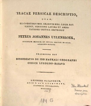 Iracae Persicae descriptio