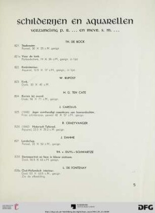 Schilderijen en aquarellen (Nr. 821-924)