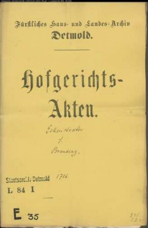 Eikensträter, Hartwig zu Lage gegen Hermann Henrich Hummersen, jetzt Branding zu Ehrentrup - Schuldforderung