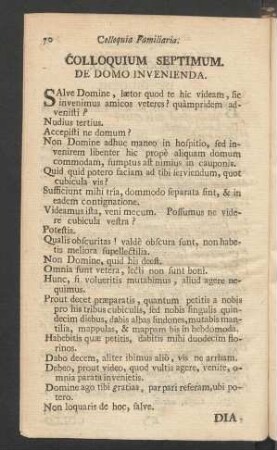 Colloquium Familiaria. Colloquium Septimum. De Domo Invenienda