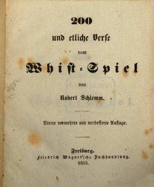 200 und etliche Verse vom Whist-Spiel