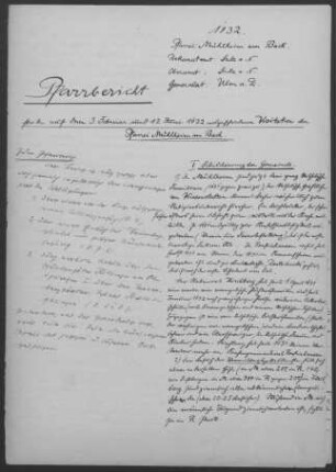 Mühlheim/Bach-Renfrizhausen: Pfarrbericht 1932