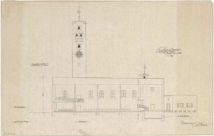 Gsaenger, Gustav; Augsburg - Pfersee (Bayern); Ev. St. Pauls Kirche - Ausführungsplan (Längsschnitt)