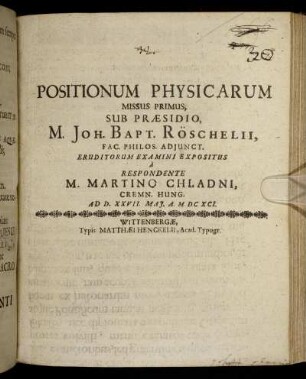 Positionum Physicarum Missus Primus