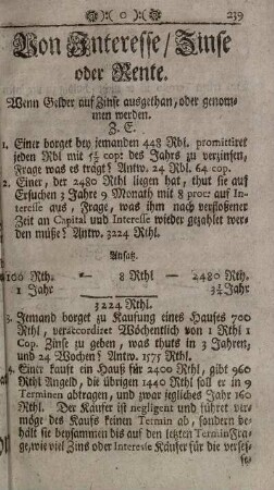 Von Interesse/ Zinse oder Rente.